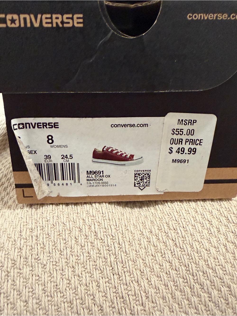 Converse Low Top Sneakers - Maroon and White